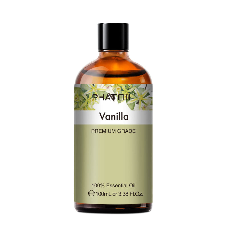 [Australia] - 100ML Vanilla Essential Oil, Huge 3.38fl.oz Bottle Vanilla Oil, Pure Aromatherapy Essential Oils for Diffuser, Humidifier, Scented Oils for Soap, Candle Making 3.38 Fl Oz (Pack of 1) 