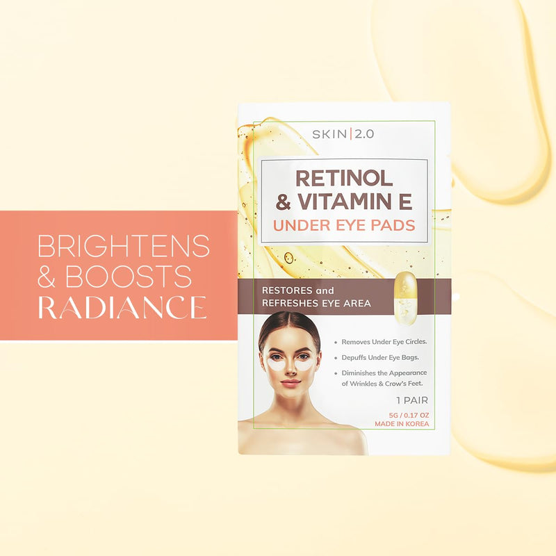 Retinol & Vitamin E Under Eye Patches - Dermatologist Tested - Anti-Aging - Depuffing, Reduce Fine Lines & Wrinkles, Dark Circles - Natural Ingredients - Korean Skin Care - All Skin Types - 15 Pairs Retinol & Vitamin E (15 Pairs)