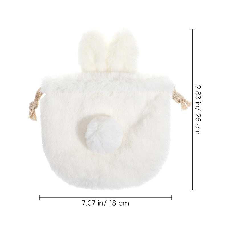 Lurrose Bunny Bags, Drawstring Bag for Makeup, Cute Fluffy Plush Bunny Storage Bags with Drawstring (Pack of 2) Full Size (Pack of 2)