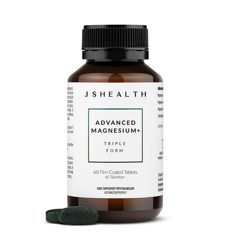 JSHealth Vitamins Advanced Magnesium Supplements with Magnesium Glycinate & Citrate for Muscle Relaxation (60 Tablets) 60 count (Pack of 1)