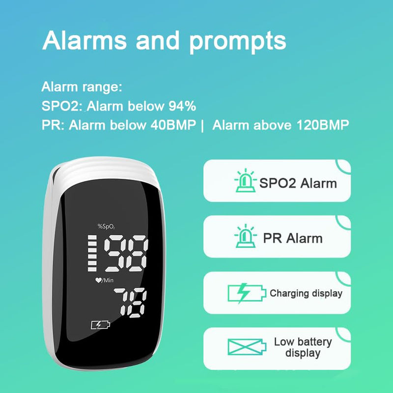 Pulse Oximeter Fingertip, Pulse Oximeter with Rechargeable, Oxygen Meter Finger Pulse Oximeter, Fingertip Blood Oxygen Saturation Monitor Rechargeable, Accurate Fast SpO2 Reading for Sports (White)