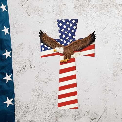 American Flag Bald Eagle Patriotic Wall Cross - Spiritual Faith Wall Decor