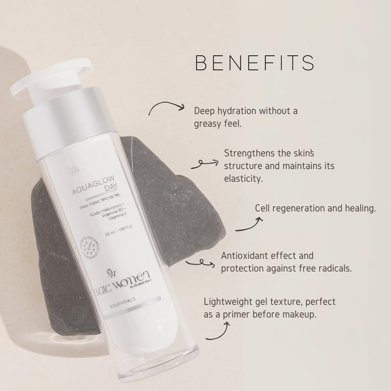 Aqua Glow Gel Cream for Oily & Combination Skin – Hydrating Facial Moisturizer with Hyaluronic Acid, Vitamin B5 & Silanol – Lightweight Face Lotion – 50 ml Aqua Glow Day