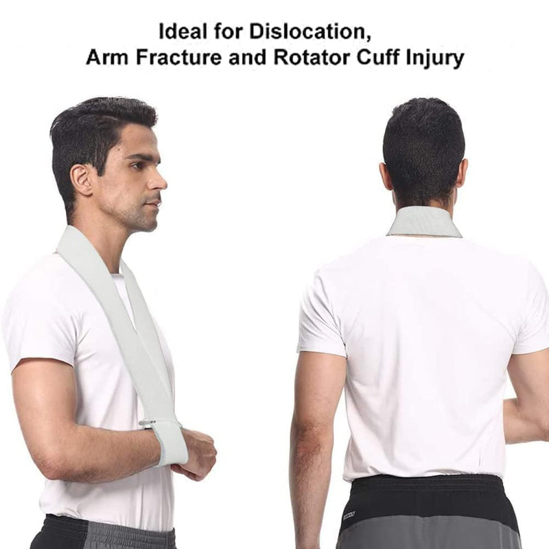 supregear Arm Sling, Lightweight Neck Support Collar Immobilizer Simple Arm Sling Breathable Shoulder Support for Men Women (Grey, Standard) Grey