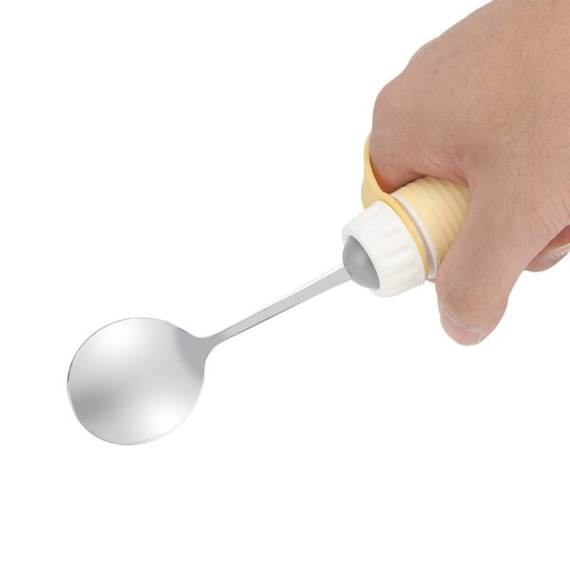 BORDSTRACT Adaptive Utensils, Flexible Fork/Spoon with Adjustable Strap, Rotatable Tip and Nonslip Handle, Eating Utensils for Parkinson’s, Arthritis, Elderly, Disabled(Spoon)