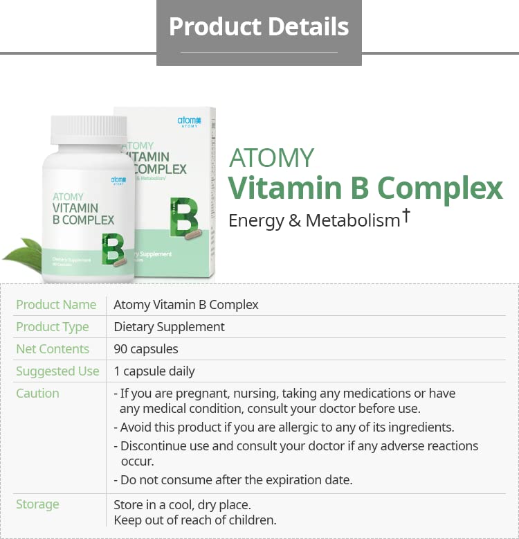 Atomy Vitamin B Complex Vegan Gluten Free Non GMO