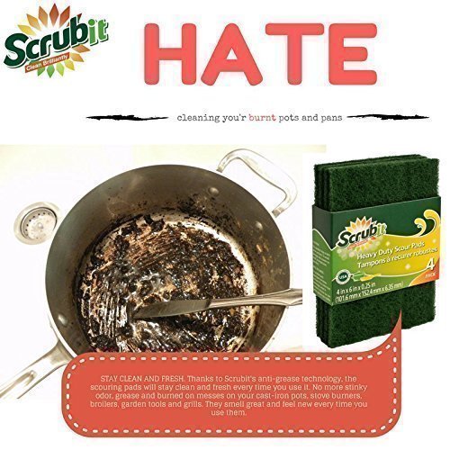 [Australia] - Scouring Pads - Heavy Duty Household Cleaning Scrubber with Non-Scratch Anti-Grease Technology - Reusable Scrubbing Pads - Green, 12 Pack 