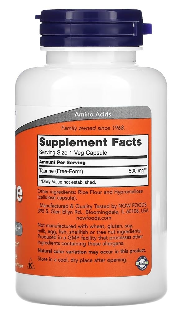 Now Foods – Taurine | Amino Acid for Cardiovascular and Nervous System Support – 500mg, 100 Capsules