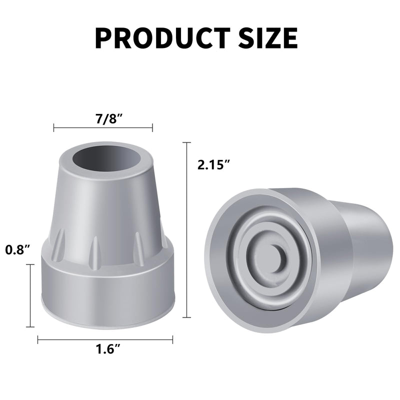 [Australia] - Crutch Tips 7/8 Inch Upgrade Heavy Duty Rubber Crutch Accessories Replacement Rubber Cane Tips, 4-Pack Grey-4 Pcs 