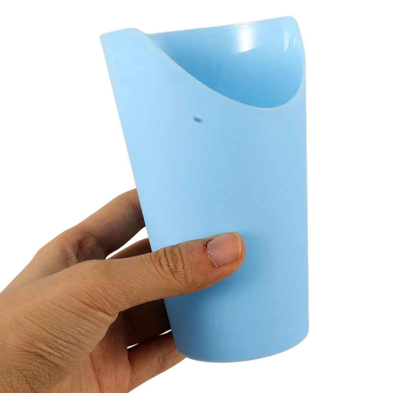 FRCOLOR Elderly Care Feeding Cup - Bedridden Patient Drinking Cup with Tilted Design, 237Ml Capacity, Food-Grade Plastic, Blue