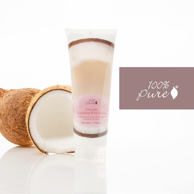 100% PURE Nourishing Body Cream, 8 oz | Anti-Aging; with Coconut; for combination skin; Vegan 8 Fl Oz (Pack of 1)
