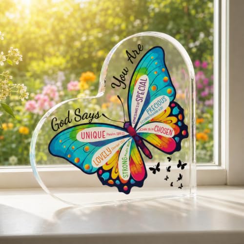 Christian Gifts for Women Acrylic Heart Plaque, Inspirational Scripture