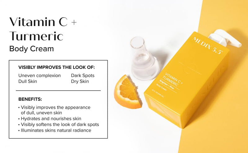 MEDIX Vitamin C Cream + Niacinamide Brightening Body Lotion | Anti Aging Moisturizer Vitamin C Lotion For Women & Men To Soften The Look Of Dark Spots, Wrinkles, & Uneven Looking Skin Tone, 15 Fl Oz 3 - Vitamin C Brightening Cream 15 Fl Oz (Pack of 1)
