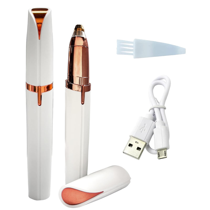 2 Pack USB Rechargeable Portable Electric Eyebrow Trimmer Pen for Women,Painless Precision Eyebrow Hair Remover, Safe Eyebrow Shaver Razor Tool for face Leg Lip Armpit Hand(White) White