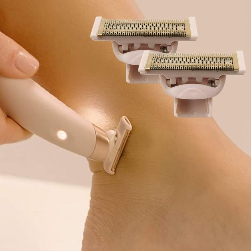 Razor Replacement Heads Replacement for Flawless Nu Razor, Rose Gold Plated Body Replacement Head with Covers (2 Count)