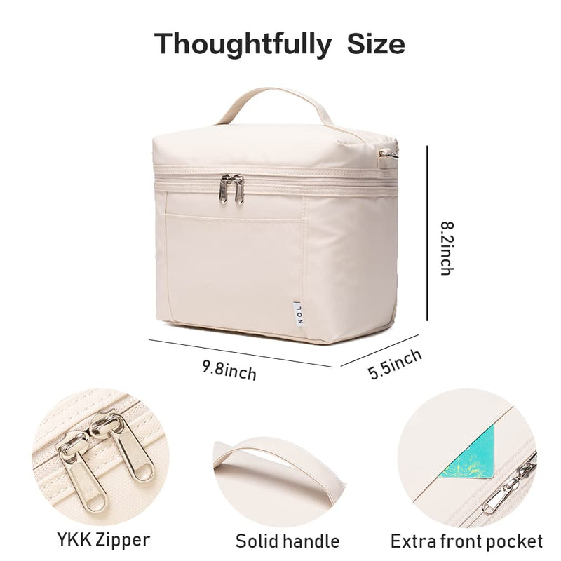 [Australia] - NOL Natural Organic Lifestyle Insulated Lunch Bags for Women Cooler Bag Lightweight Nylon Waterproof Lunch Box For Work（Medium, Cream Medium(normal) 