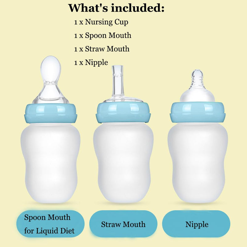 Drinking Aids Feeding Cup for Disabled Elderly Patients Bedridden Adult Nursing Cup Flow Dysphagia Cup Control Liquid Feeder Bottle with Spoon Bottle Nipple Drinking Cups For Water Porridge Soup,180ml