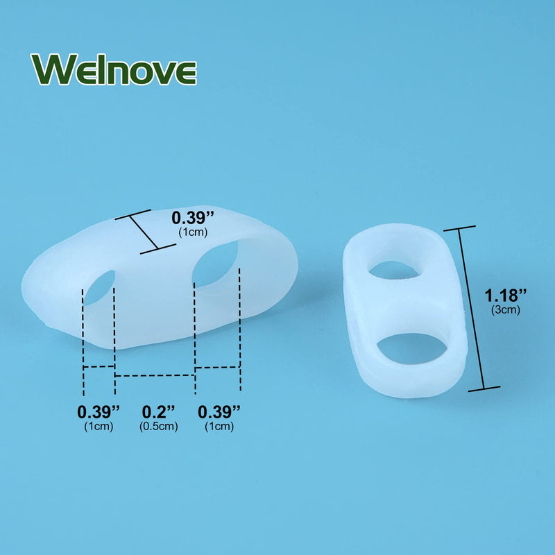 [Australia] - Welnove pack of 10 bunion correction, toe separator with 2 loops, small toe spacer suitable for bunions and protruding toes (white) Tail Toe - White 