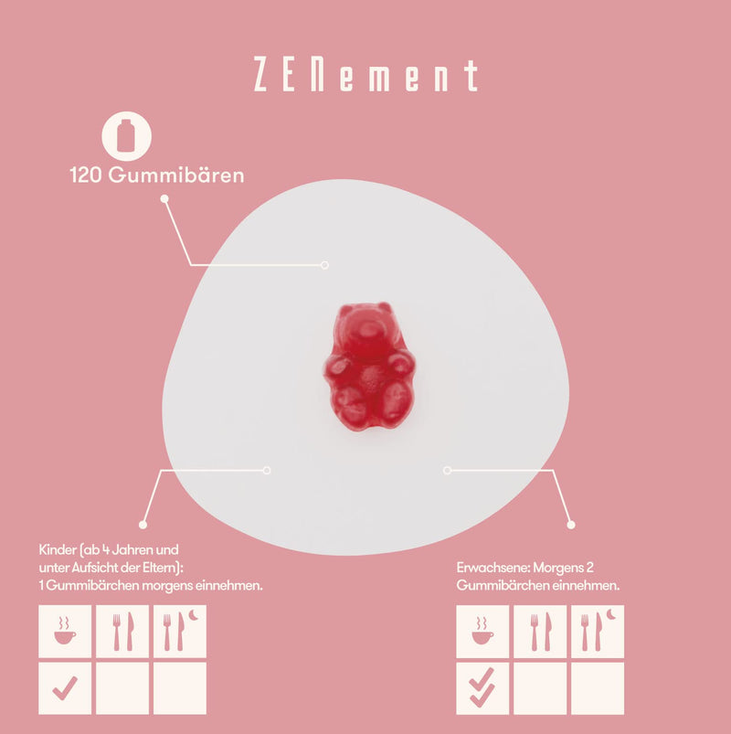 [Australia] - Multivitamin gummy bears for children, 120 pieces | Gummies with 13 vitamins and minerals (vitamin C, D3, biotin, folic acid, zinc & more) | Strawberry flavored | Zenement 