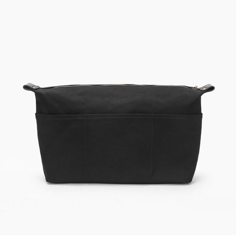 Insert Storage Bag Purse Organizer and Cosmetic Travel Bags for Women Makeup Bag with Compartments Three Sizes Cotton Canvas built-in compartments functiona and fashionable Large Black