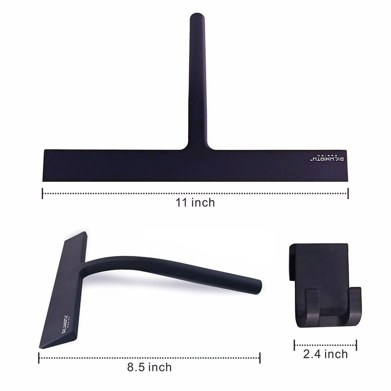 [Australia] - Silicone Rubber Blade & Hook Shower Window Squeegee 11" in Width Silicone Car Squeegee Bathroom Squeegee for Shower Squeegee for Shower Doors Car Window 11 Inch Black 