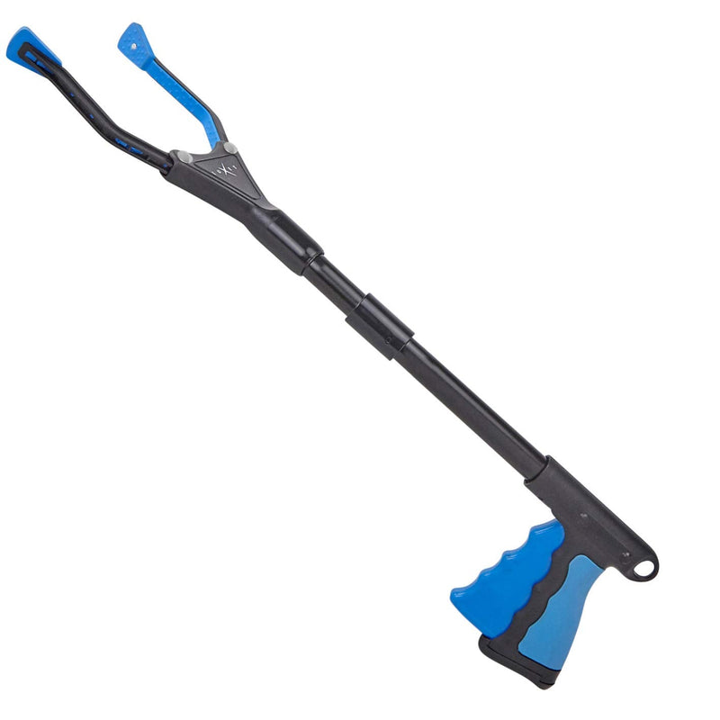 Grabber Reacher Tool - Newest Version Luxet 19 Inch Long Steel Foldable Pick Up Stick - Strong Grip Magnetic Tip - Heavy Duty Trash Picker Claw Reacher Grabber Tool for Elderly Wheelchair Mobility Aid 19 Inch (Pack of 1) Blue