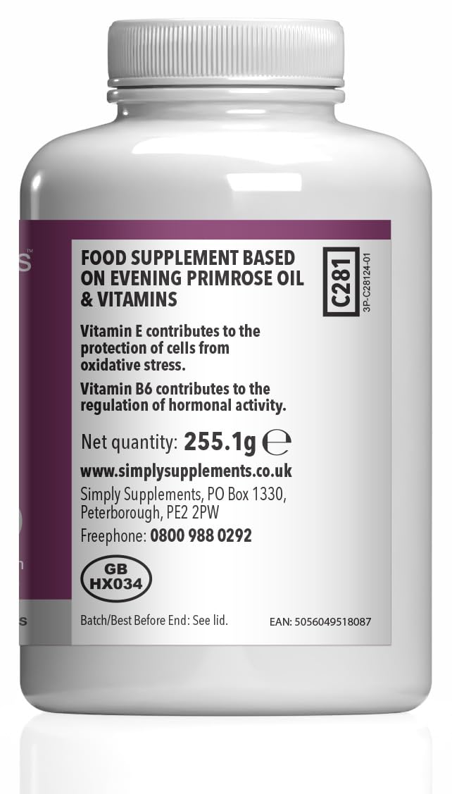 Evening Primrose Oil 3000mg Capsules | Supports Hormonal Balance & Healthy Skin | with Added Vitamins B6 & E | 360 Softgels Capsules = 4 Months’ Supply | GMP-Certified & UK-Made Unflavoured 180 count (Pack of 2)