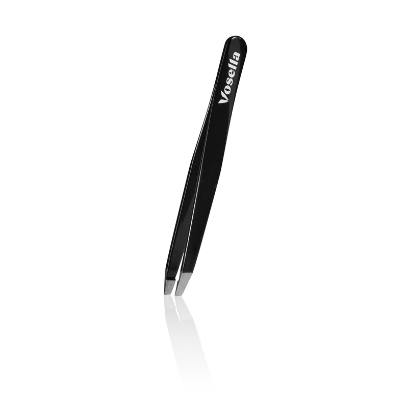 [Australia] - Vosella - Slanted tweezers for precise hair removal, stainless steel, made in Solingen - Black Onyx 