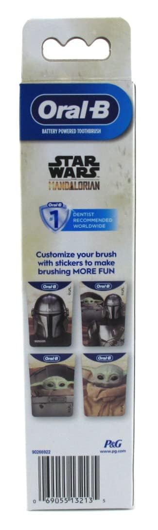 Oral-B Kid's Battery Toothbrush Featuring Star Wars The Mandalorian, for Kids 3+ Black 1 Count (Pack of 1)