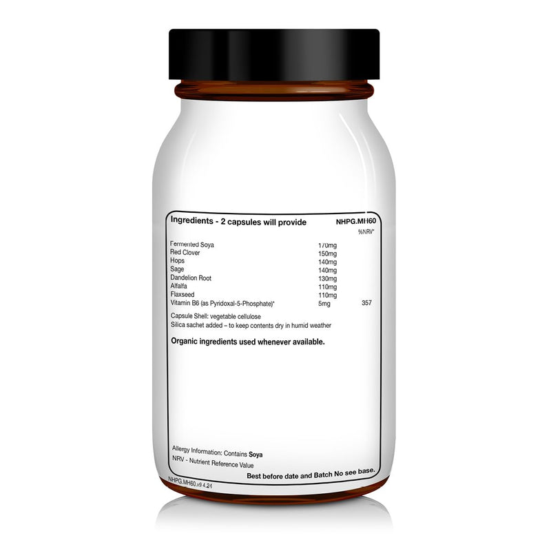 NHP Advanced Meno Herbal Support - Vegan Supplement for Hormonal Balance During Perimenopause & Menopause with Phytoestrogens, Vitamin B6, and Natural Herbal Ingredients 60 Vegan Capsules