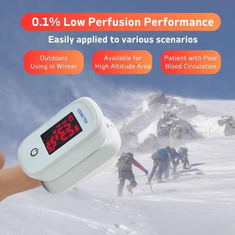 Fingertip Pulse Oximeter - Accurate Blood Oxygen Monitor (SPO2) & Heart Rate Monitor With Anti Motion Interference -Suitable for home/outdoor use