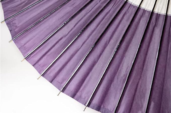 Asian Home Rainproof Handmade Japanese Oiled Paper Umbrella Parasol Half Openable 29.5inch purple&white