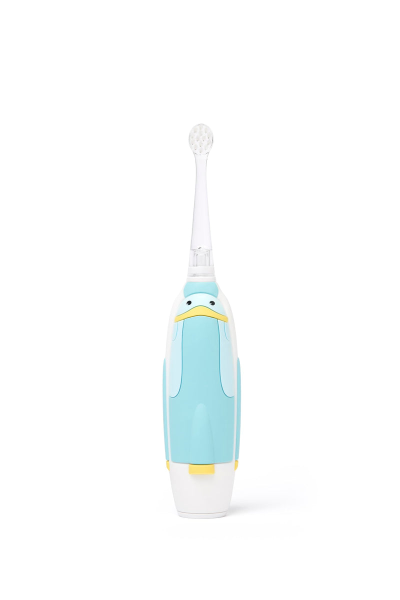 SuperMouth Turbo Twins Sonic Toothbrush – Battery-Powered, Soft Bristles, Flashlight to See Kids’ Mouth, Soothes Teething & Cleans Teeth for Ages 0-36 Months, Augmented Reality Sticker Included Blue 0-36 Months
