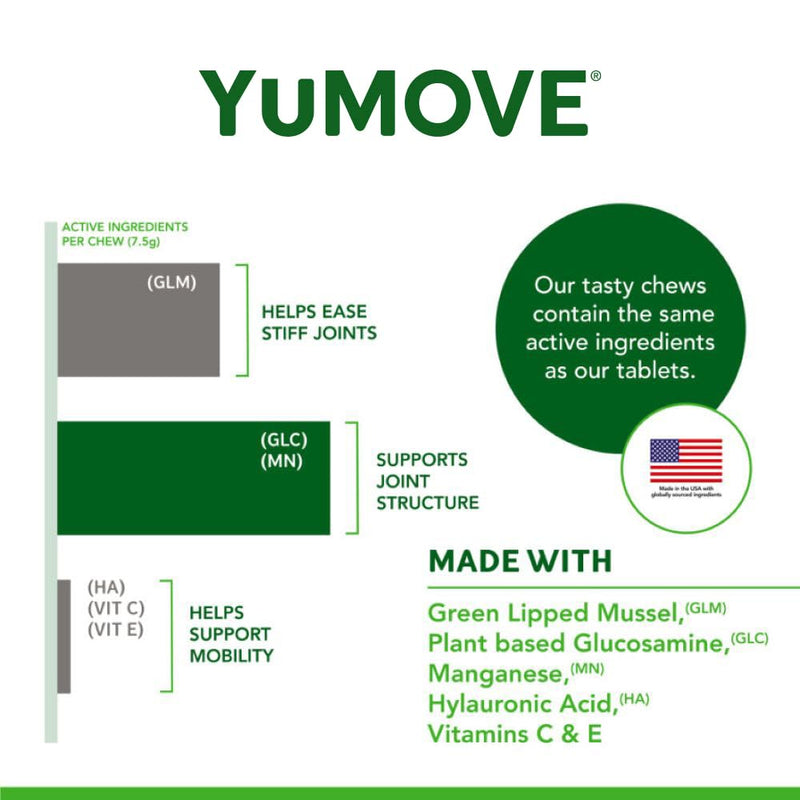 Lintbells YuMOVE Joint Supplement Dog Chews - Contains Glucosamine, Green Lipped Mussel - Natural Relief from Hip Ache, Stiff Joints - 1 Month’s Supply (Large & X-Large) Large & X-Large - PawsPlanet Australia