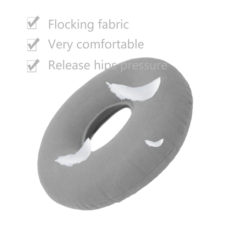 [Australia] - Donut Cushion Seat, Donut Pillow for Tailbone Pain, Hemorrhoid Seat Pillow, Inflatable Ring Cushion with A Pump, Round Wheelchairs Seat Cushion for Home,Car or Office (15" Gray) 