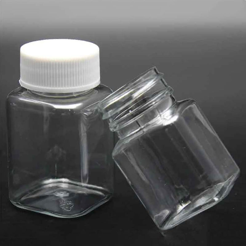 5 Pcs 80ml Empty Plastic Pill Bottles Clear Pill Dispenser Containers Solid Powder Storage Vials Square Liquid Sample Bottle for Crafts