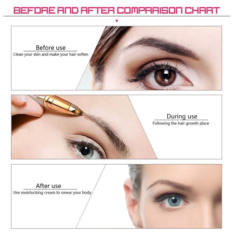 [Australia] - Eyebrow Hair Remover for Women，Eyebrow Trimmer Facial Hair Remover for Face with Rechargeable USB Cable Eyebrow Lips Body Facial Hair Remover Painless Lipstick Shavers (GOLD) GOLD 