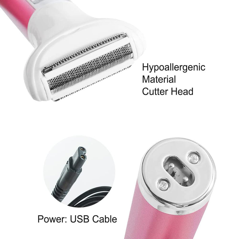 [Australia] - 5 in 1 Electric Razor for Women Removal for Body Nose Hair Trimmer Face Shavers Eyebrow Legs Armpit Bikini Area Pubic Underarms Painless Rechargeable Portable Facial Hair Removal 