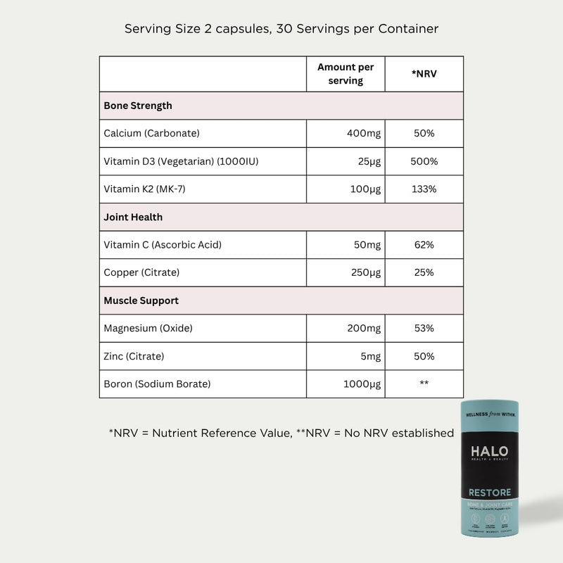 Restore Bone & Joint Care, Calcium, Vitamin D3, K2, Magnesium Supplement