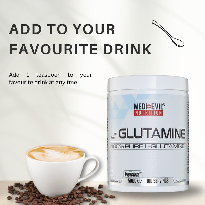 Medi-Evil Nutrition L Glutamine Powder, 500g, Digestive and Immune Support