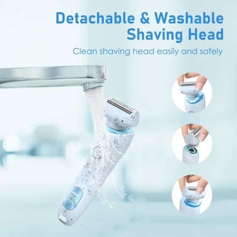 [Australia] - Livora Electric Shaver for Women,2 in 1 Wet & Dry Painless Hair Removal with 2 Removable Heads,Rechargeable Cordless Womens Razor for Bikini,Legs,Arms,Underarm Area,IPX7 Waterproof(Blue) Blue 