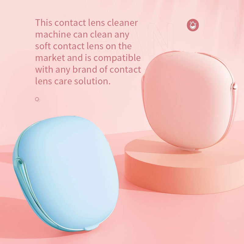 [Australia] - Contact Lens Cleaner, OFONE Fast Vibration Rechargeable Contact Lens Cleaner Case with Mirror & Remover Applicater Portable Contact Lens Cleaning Machine for Travel & Home (Pink) Pink 
