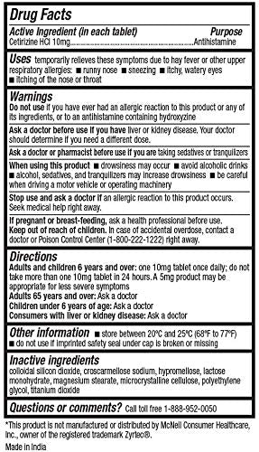 [Australia] - HealthA2Z® Allergy Relief | Cetirizine 10mg | All Day Allergy Relief | Indoor & Outdoor | Relief from Itchy Throat, Sneezing, Runny Noses (300 count (pack of 1)) 300 Count (Pack of 1) 