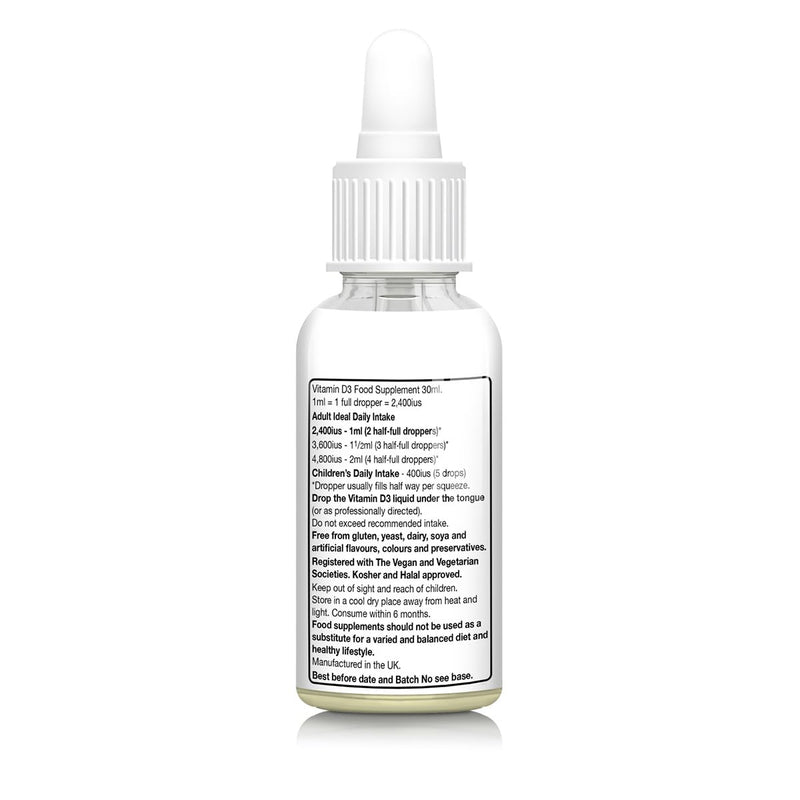 NHP Advanced Vitamin D3 Support - Vegan Blackcurrant Liquid for Healthy Bones, Teeth & Immune System – 100% Active Ingredients, Free from Gluten, Dairy & Excipients – Easy-to-Take Supplement