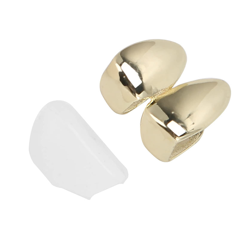 [Australia] - Brass Plating Braces, Fashionable Metal Double Tooth Decoration Jewelry for Halloween Hip-Hop Street Party(Gold) 