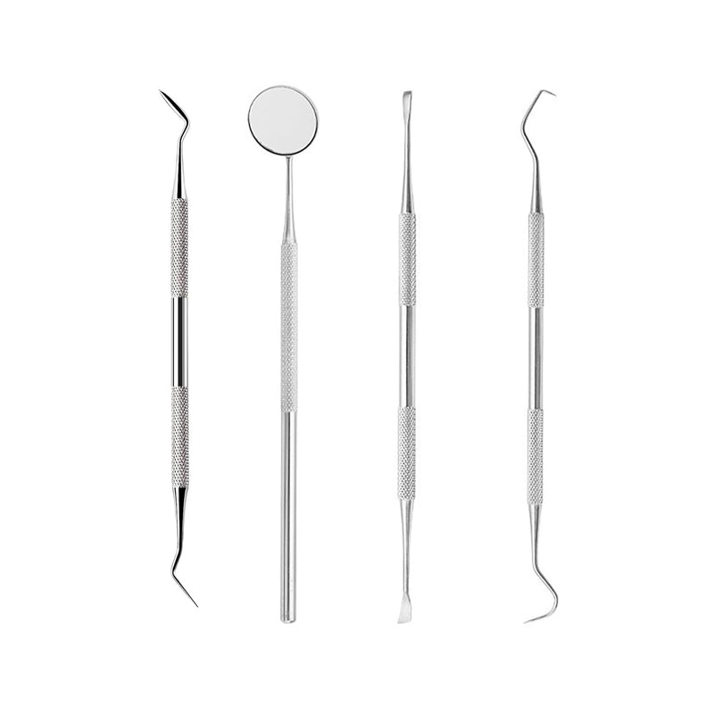 [Australia] - EUZUXU Tartar Remover Dog Tooth Cleaner Double Head Dental Care Set of 4 Professional Teeth Cleaning Tartar Remover Made of Stainless Steel 