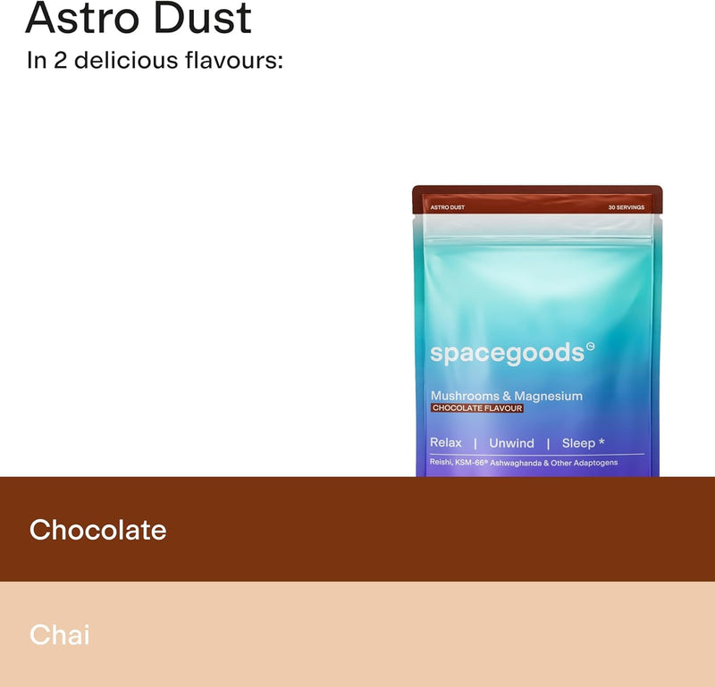 Spacegoods Astro Dust 7 Day Sachet Pack | Contains Magnesium and Ashwagandha, Relax Unwind & Sleep Deeply, Soothe Body & Mind, Chocolate Flavour