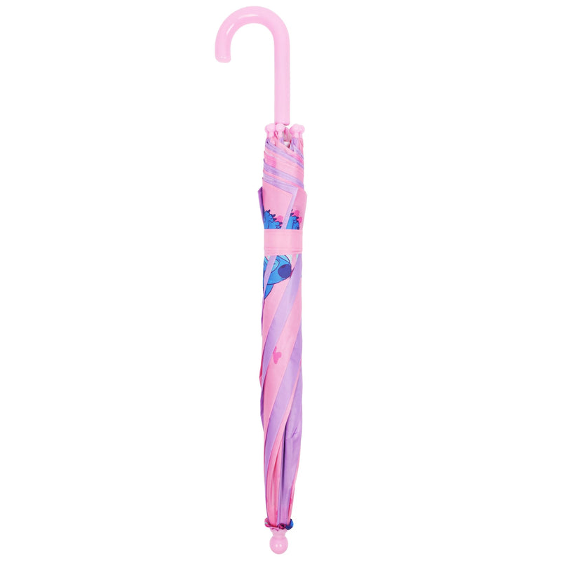 Concept One Lilo & Stitch Umbrella for Kids, Pink | and Purple, Girls with Curved Handle and Safety Tips, Cute Umbrellas for Rain