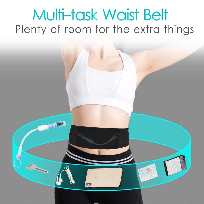 [Australia] - Breathable Peritoneal Dialysis Belt with Mesh Pouch PD Catheter Transfer Set Holder Accessories with Slits for G-Tube Feeding Tube Peg Tubing Stomach Women Men Adults Black Medium (Pack of 1) 