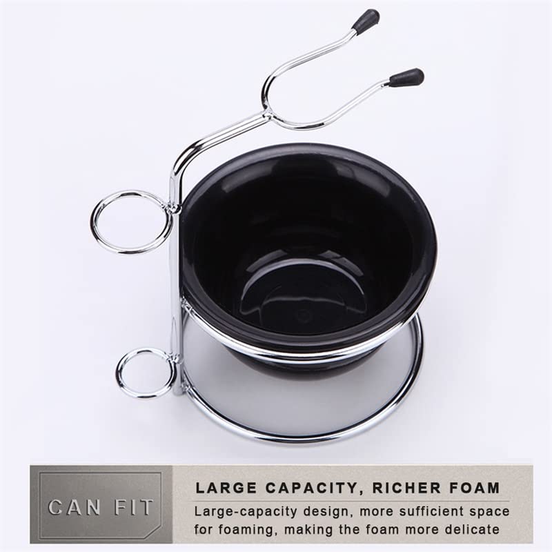 [Australia] - Ftory Shaving Brush Stand, Men's Shaving Set, Stainless Steel Shaving Brush Stand Razor Holder and Black Shaving Bowl for Manual Razors, Shaving Brush, Shaving Bowl 